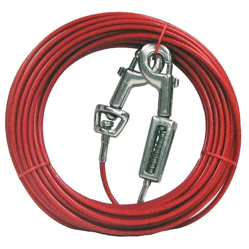 Boss Pet PDQ Q3530SPG99 Tie-Out with Spring, 30 ft L Belt/Cable, For: Large Dogs up to 60 lb