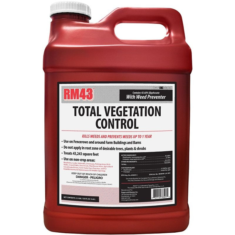 RM43 Ragan & Massey 76501 Total Vegetation Control, Liquid, Clear/Yellow, 2.5 gal, Bottle