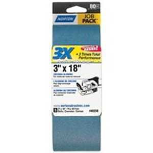 Norton 49258 Sanding Belt, 3 in W, 18 in L, Zirconia Aluminum Abrasive, 80 Grit, Medium