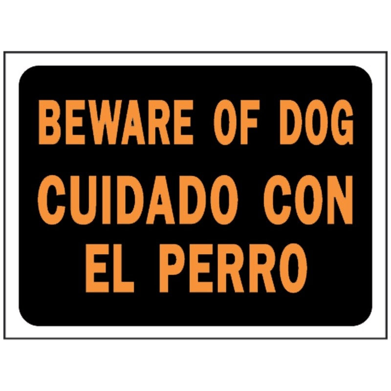 Hy-Ko Hy-Glo Series 3060 Identification Sign, 8-1/2 x 12 in Dimensions, Rectangular, BEWARE OF DOG CUIDADO CON EL PERRO (Pack of 10)