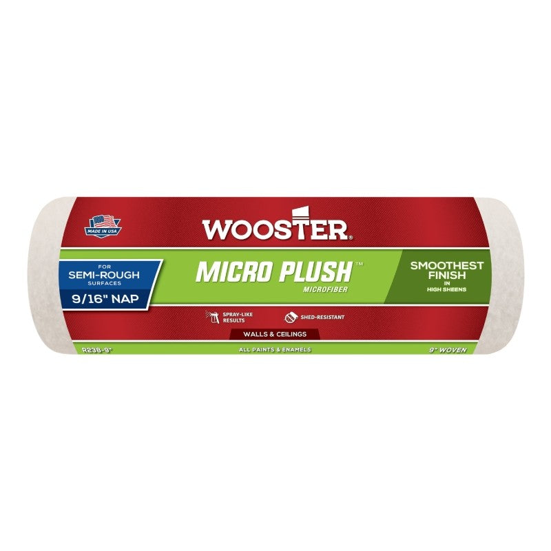 Wooster R238-9 Roller Cover, 9/16 in Thick Nap, 9 in L, Microfiber Cloth Cover