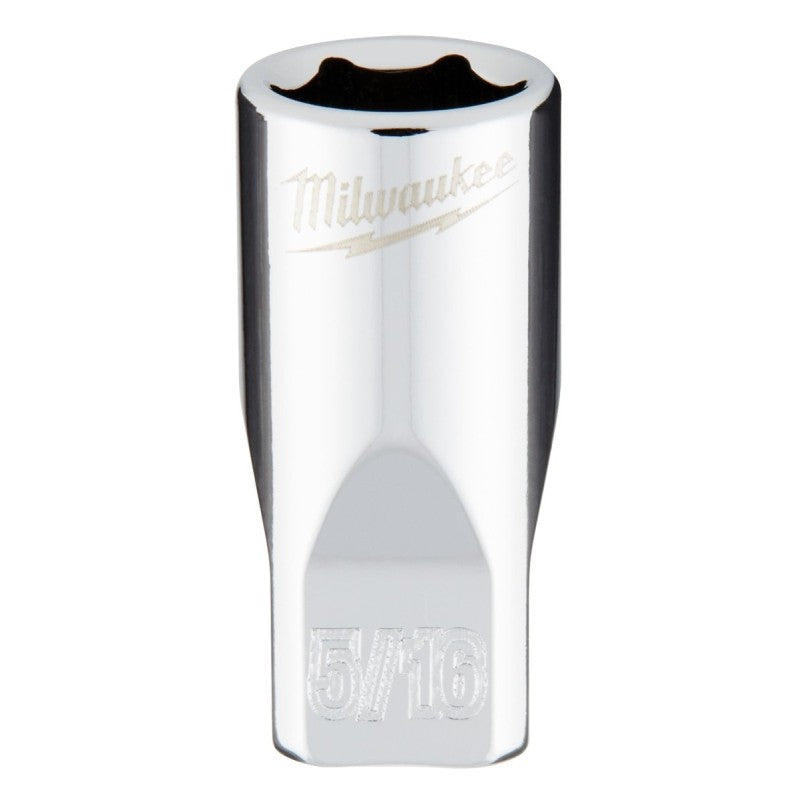 Milwaukee 45-34-9005 Socket, 5/16 in Socket, Standard Socket, 4.921 in OAL, 1/4 in Drive, 6-Point, Chrome