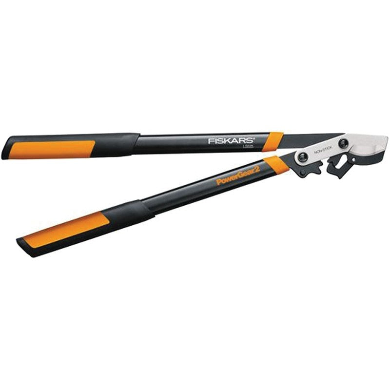Fiskars L5525 Power Gear Lopper, 1-3/4 in Cutting Capacity, Bypass Blade, Steel Blade, Steel Handle, Round Handle