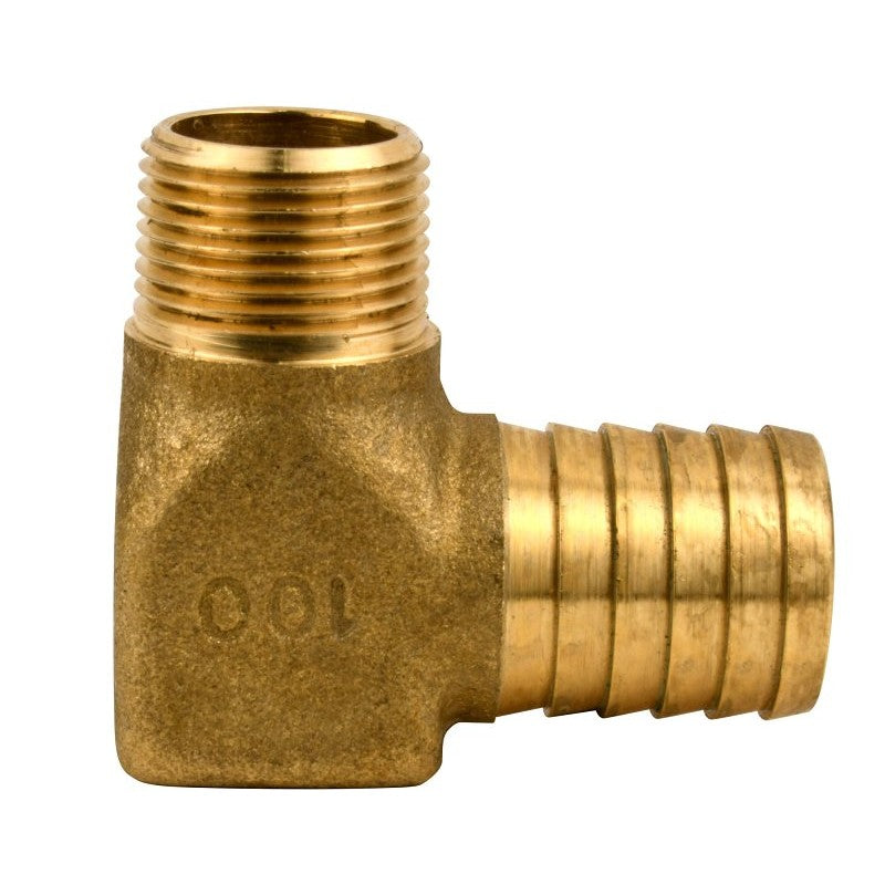 Water Source HE7501NL Heavy-Duty Hydrant Pipe Elbow, 3/4 x 1 in, MNPT x Barb, Brass