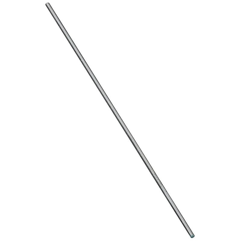 National Hardware N179-309 Threaded Rod, #10-24 Thread, 12 in L, A Grade, Steel, Zinc, UNC Thread