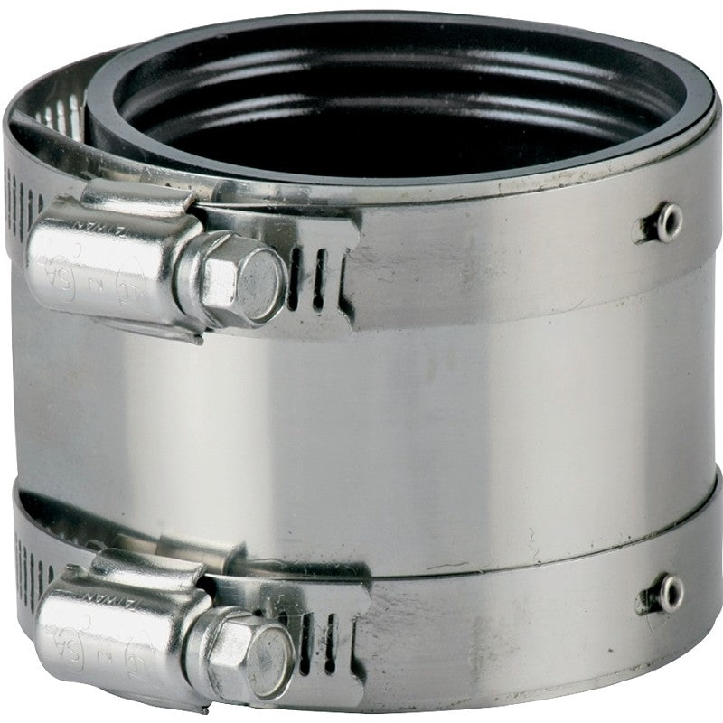 ProSource KJ-010 Coupling, 3 in, Cast Iron, Plastic or Steel to Plastic, Steel or Extra-Heavy Cast Iron Pipes