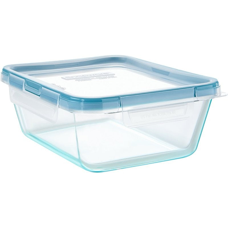 Snapware 1126786 Storage Container, 64 oz Capacity, Glass, Clear, 7-1/4 in L, 9.13 in W, 3-1/2 in H (Pack of 4)