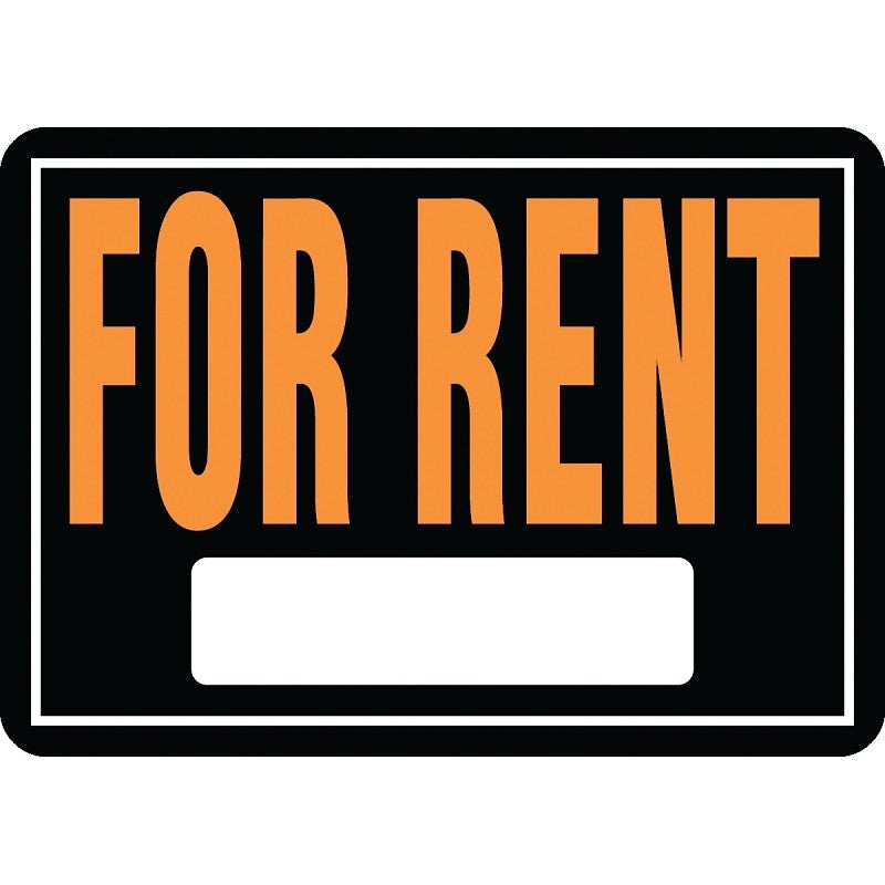 Hy-Ko Hy-Glo Series 802 Identification Sign, 14 x 9-1/4 in Dimensions, Rectangular, FOR RENT, Fluorescent Orange Legend (Pack of 12)