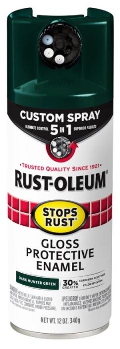 Rust-Oleum 376902 5-In-1 Enamel Paint, Gloss, Dark Hunter Green, 12 oz, Aerosol Can