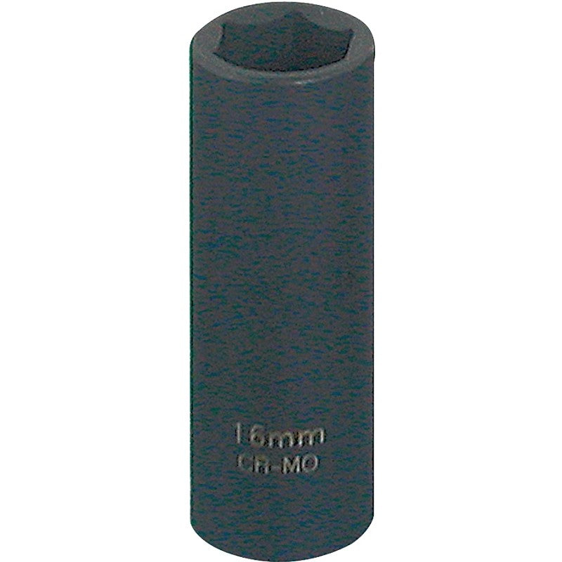 Vulcan MT6580146 Deep Impact Socket, 16 mm Socket, 3/8 in Drive, Deep Drive, 6-Point, Chrome Molybdenum Steel