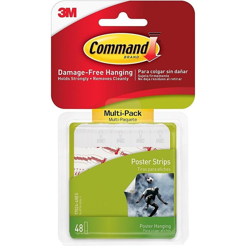 Command 17024-48ES Small Poster Strip, Foam Backing, White, 1 lb