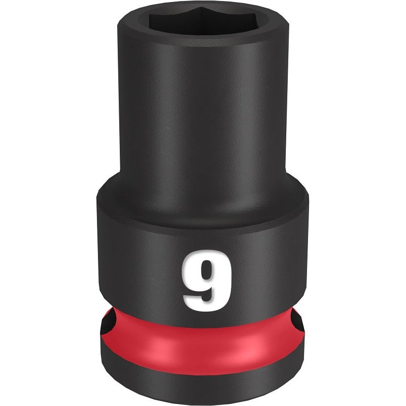 Milwaukee SHOCKWAVE Impact Duty Series 49-66-6133 Shallow Impact Socket, 9 mm Socket, 3/8 in Drive, Square Drive