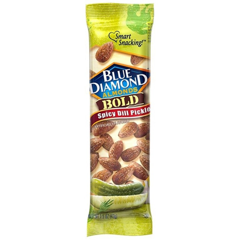 Blue Diamond BOLD Series 714322 Almonds, Spicy Dill Pickle Flavor, 1.5 oz Tube (Pack of 12)