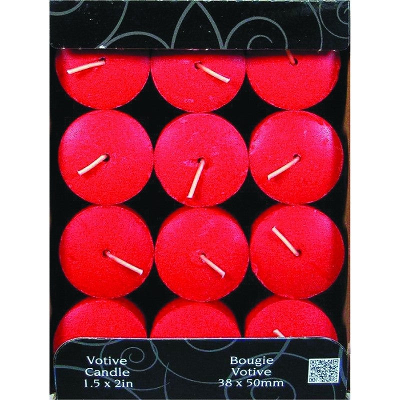 Candle-Lite 1276021 Scented Votive Candle, Apple Cinnamon Crisp Fragrance, Crimson Candle, 10 to 12 hr Burning (Pack of 12)