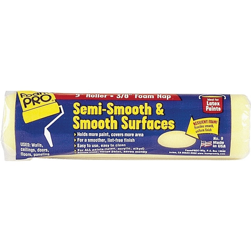 Foampro 9 Roller Cover, 3/8 in Thick Nap, 9 in L, Foam Cover (Pack of 12)