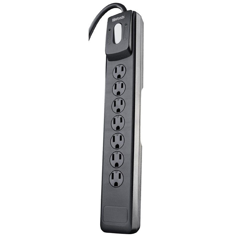 Woods 41496 Surge Protector, 7 -Outlet, 1440 J Energy, Black