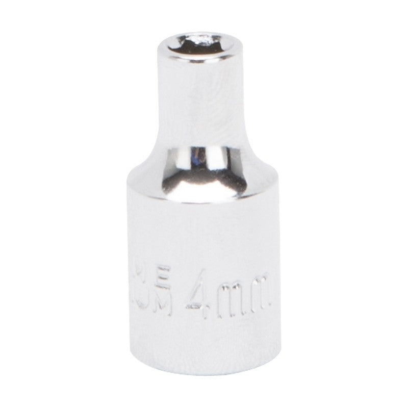 Vulcan MT6487862 Drive Socket, 4 mm Socket, 1/4 in Drive, 6-Point, Chrome Vanadium Steel, Chrome