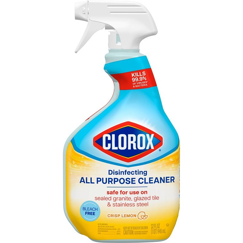 Clorox 60044 Disinfecting All-Purpose Cleaner, 32 oz, Crisp Lemon