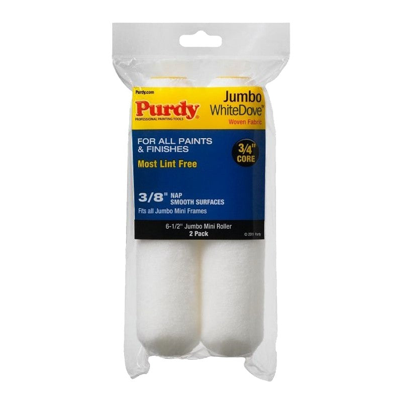 Purdy White Dove 14G626012 Jumbo Mini Roller Cover, 3/8 in Thick Nap, 6-1/2 in L, Dralon Fabric Cover