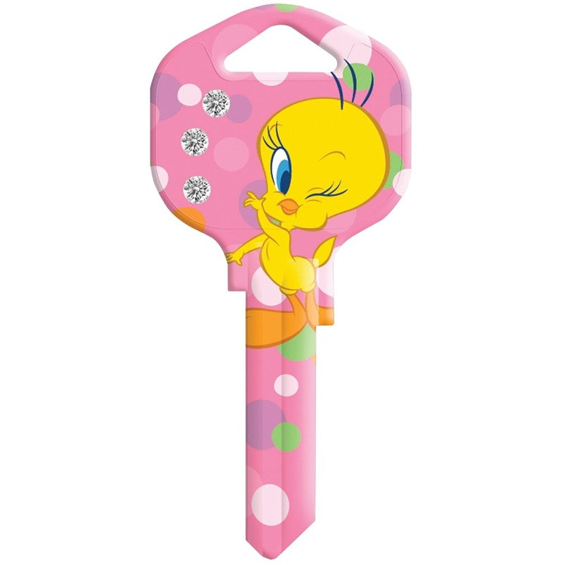 Hy-Ko 15005KW1-TWBL Key Blank, Tweety Bird Bling, Solid Brass, Nickel, For: Kwikset KW1, Titan KW10 Keyways (Pack of 5)