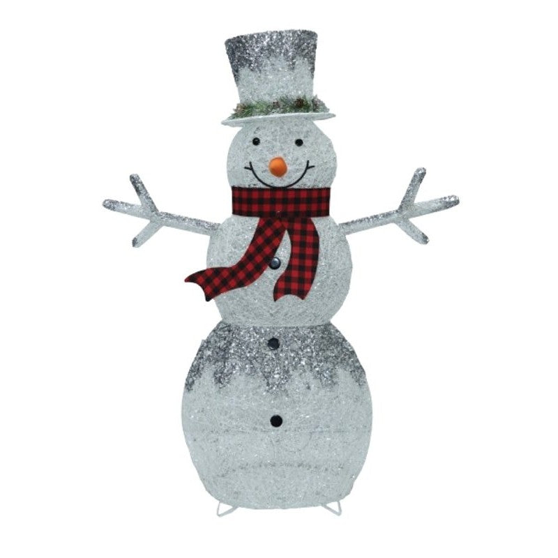 Santas Forest 56920 Pre-Lit Glitter Frosted Snowman, White, LED, Internal Light