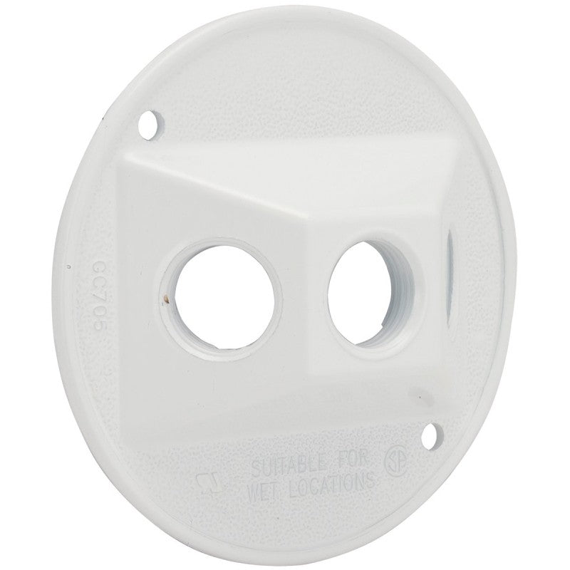 Bell Outdoor 5197-6 Electrical Box Cover, 4-1/8 in Dia, 1.094 in L, Round, Aluminum, White, Powder-Coated