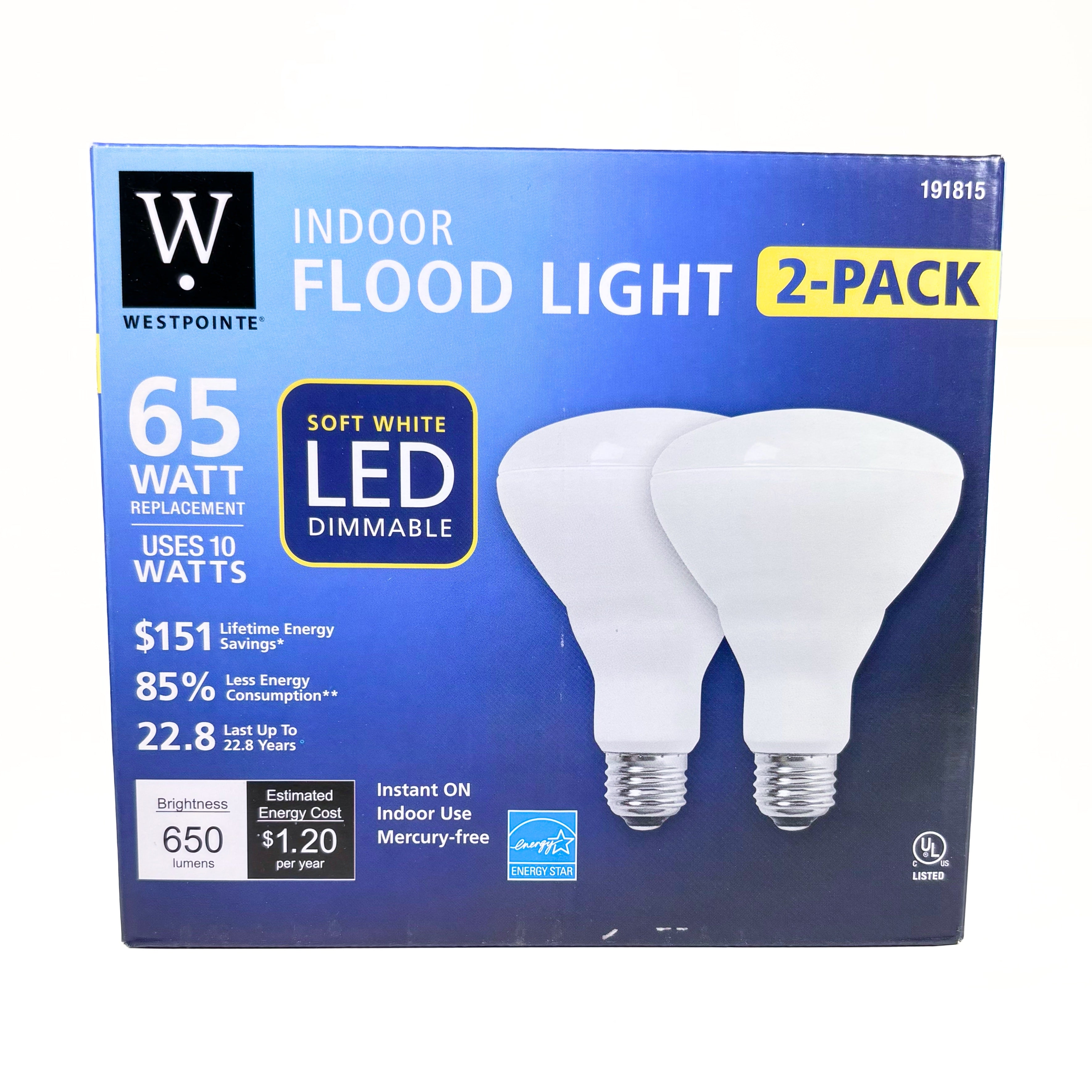 10 Watt Soft White LED Dimmable Indoor Flood Light 2 Pack (POS)