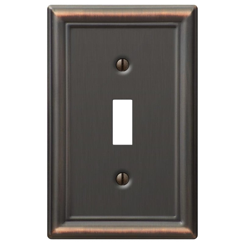 Amerelle Chelsea 149TDB Wallplate, 4-7/8 in L, 3-1/8 in W, 1 -Gang, Steel, Aged Bronze (Pack of 4)
