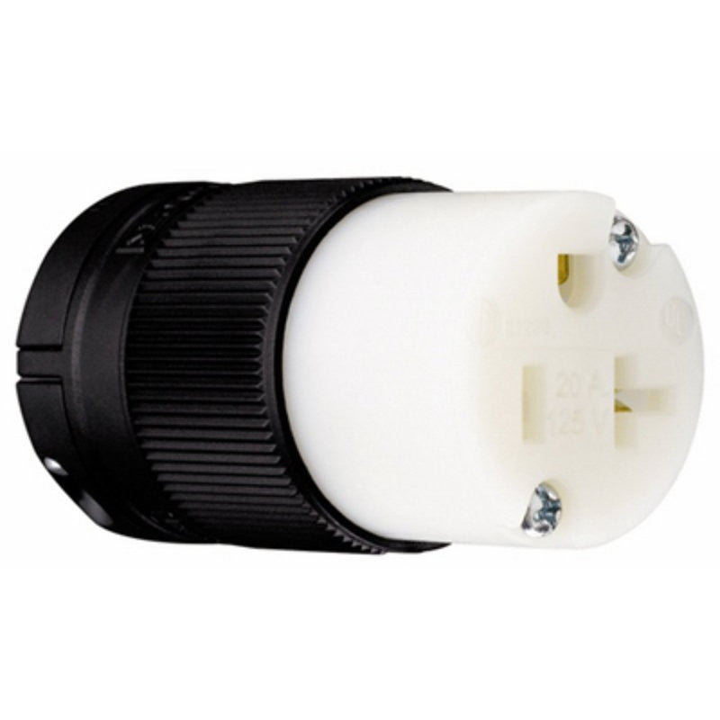 Legrand Camp-Lock PS520CCLBCCV4 Electrical Connector, 2 -Pole, 20 A, 125 V, NEMA: NEMA 5-20R, Black/White