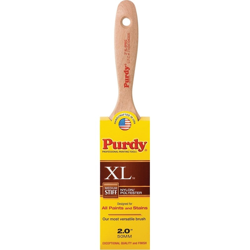 Purdy 380320 Trim Brush, Natural Hardwood Handle, 2 in W, Nylon/Polyester Bristle, Beaver Tail Handle
