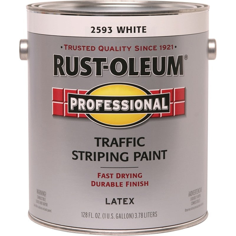 Rust-Oleum 2593402 Striping Paint, Flat, Traffic White, 1 gal, Pail (Pack of 2)