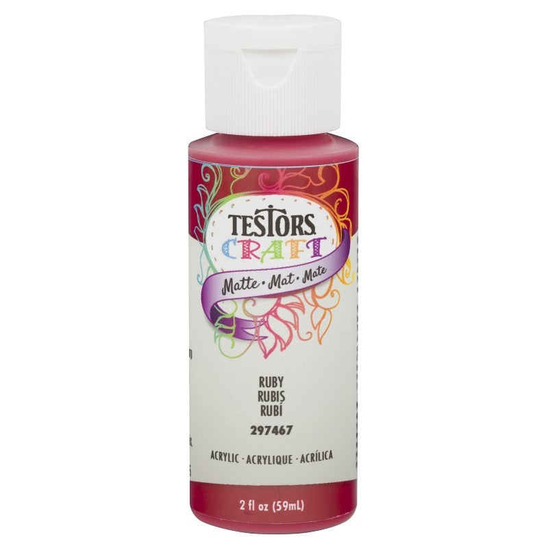 Testors 297467 Acrylic Craft Paint, Matte, Ruby, 2 oz, Bottle