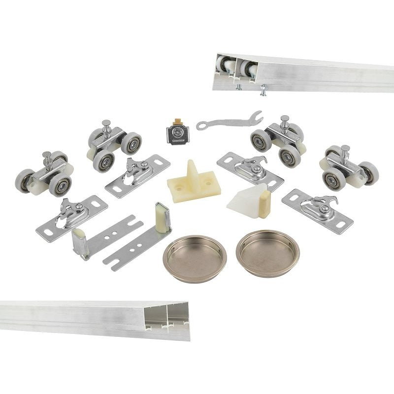 Renin BP831BB-06000-AL Hardware and Track Set, 60 in L Track, Aluminum, For: 3/4 to 1-3/4 in THK Bypass Door