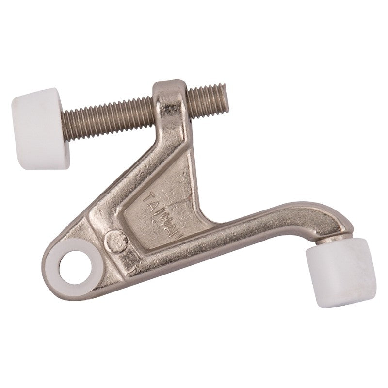 ProSource H20-B033C-PS Heavy-Duty Hinge Pin Door Stop, 2-3/4 in Projection, Die-Cast Zinc & Plastic, Satin Nickel
