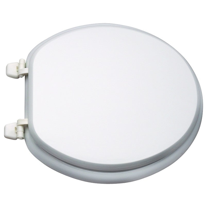 ProSource T-17WM-3L Toilet Seat, Round, MDF Molded Fiberboard, White, Plastic Hinge