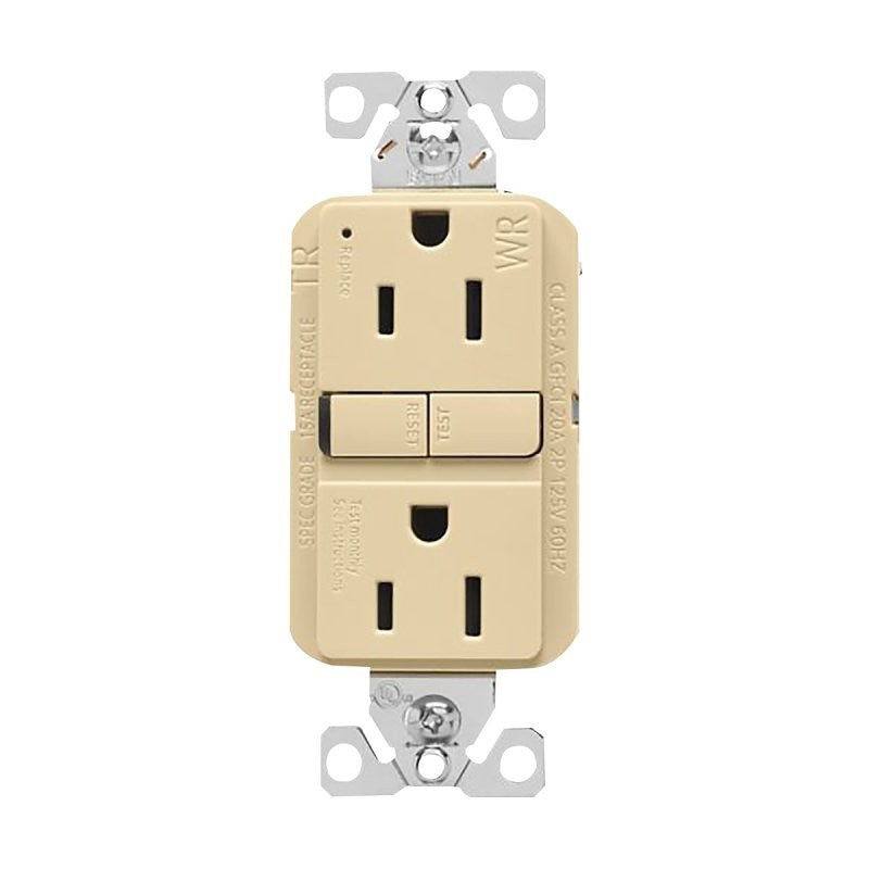 Eaton TWRGF15V Tamper and Weather-Resistant GFCI Receptacle, 125 V, 15 A, NEMA: NEMA 5-15R, Back, Side Wiring