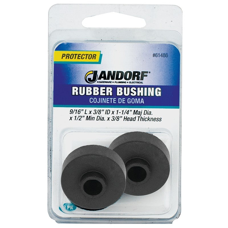 Jandorf 61486 Conduit Bushing, 3/8 in Dia Cable, Rubber, Black, 3/8 in Thick Panel