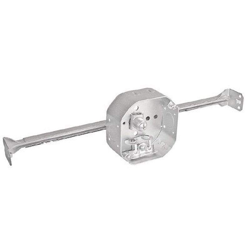 Southwire 54151-HUBX-UPC Octagon Box, 4 in OAW, 1-1/2 in OAD, 6-Knockout, Steel Housing Material, Silver, Galvanized