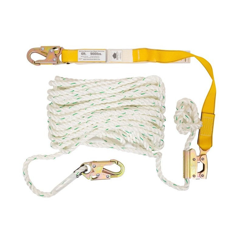 Werner L242050W Lifeline, 50 ft L Line, 5/8 in W Line, Double-Locking, Snap Harness Hook