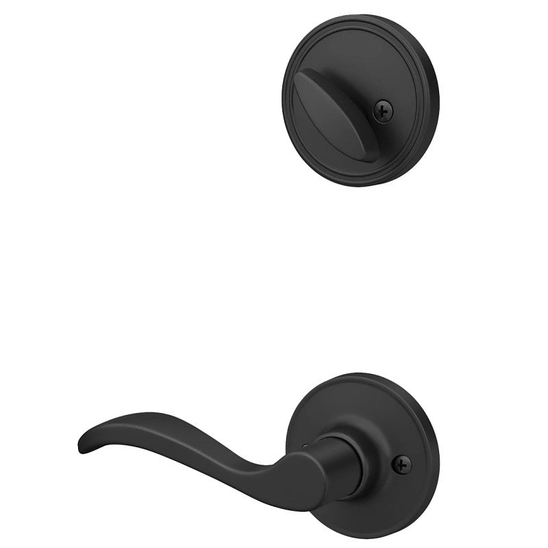 Schlage J Series JH59 SEV 622 RH Combination Lockset, Right, Mechanical Lock, Wave Design, Matte Black, 1 BX
