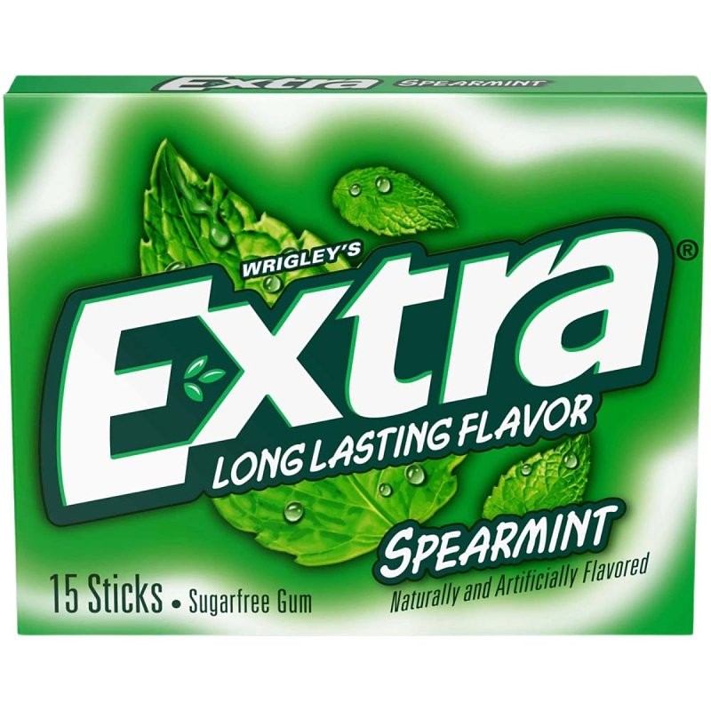 Extra 22037 Chewing Gum, Spearmint Flavor, 15 Pack (Pack of 10)