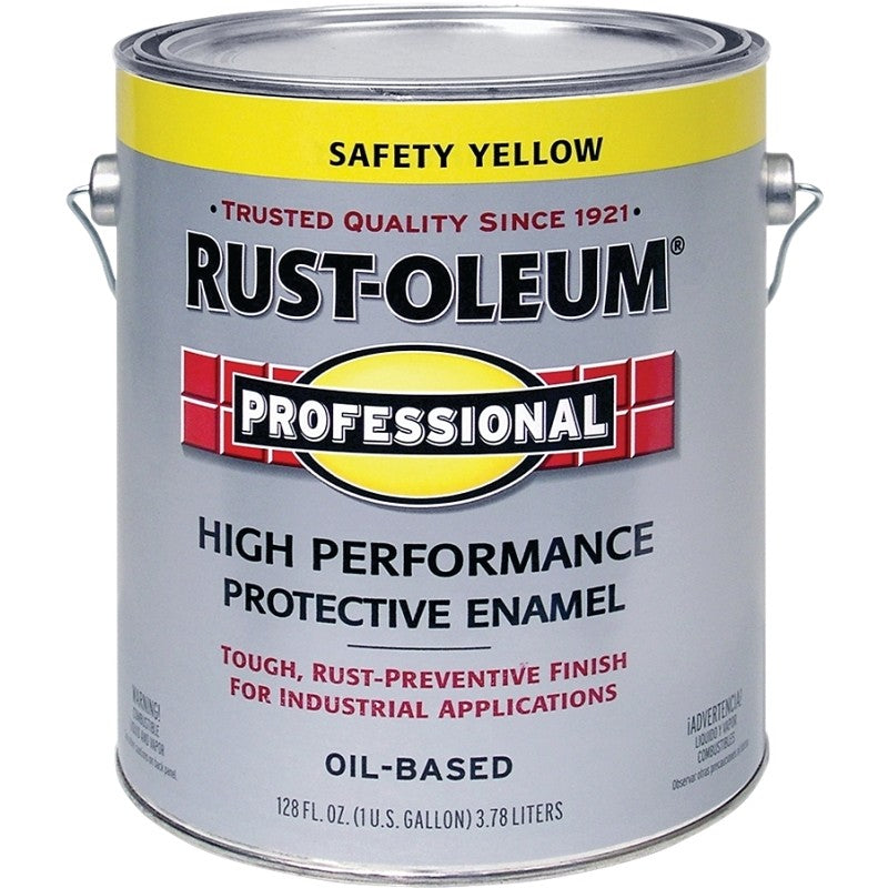 Rust-Oleum K7744402 Enamel Paint, Oil, Gloss, Safety Yellow, 1 gal, Can, 265 to 440 sq-ft/gal Coverage Area (Pack of 2)