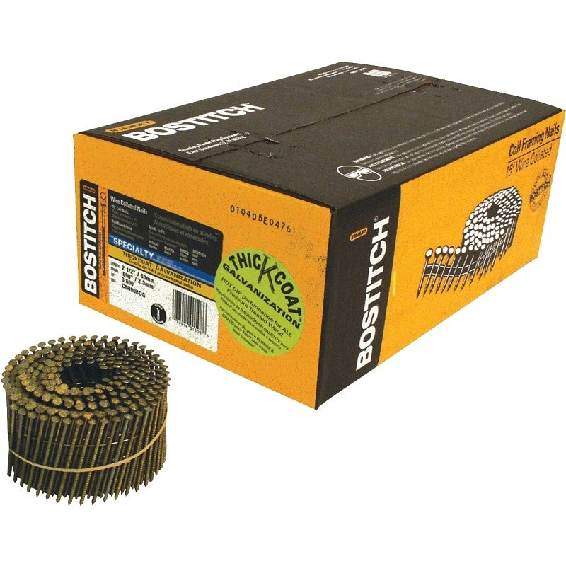 Bostitch C8R90BDG Siding Nail, 2-1/2 in L, Steel, Thickcoat, Full Round Head, Ring Shank