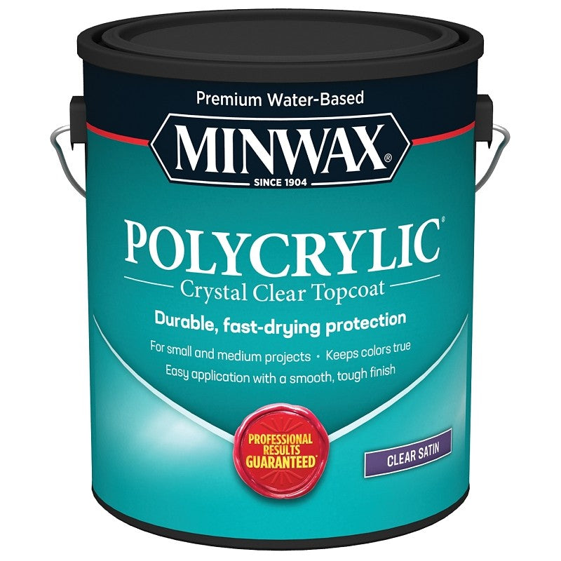 Minwax Polycrylic 13333000 Waterbased Polyurethane, Liquid, Crystal Clear, 1 gal, Can (Pack of 2)