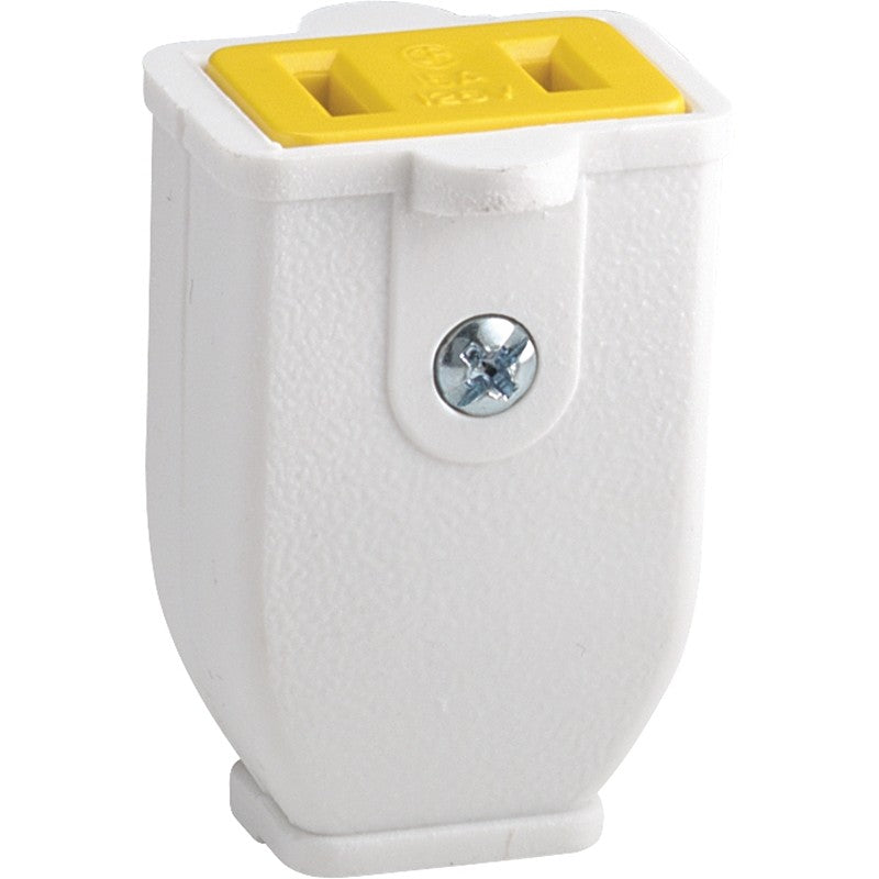 Eaton Wiring Devices SA155W Electrical Connector, Polarized, Spring Action, 21/64 in, 2-Pole, 15 A, 125 V, White, 2-Wire