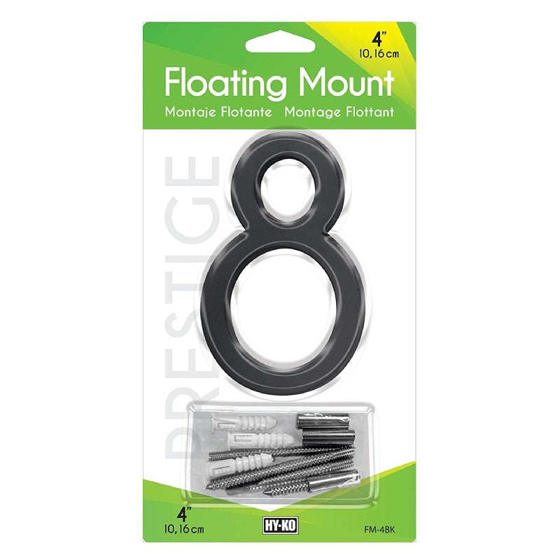 Hy-Ko FM-4BK-8 House Number, Character: 8, 4 in H Character, Black Character