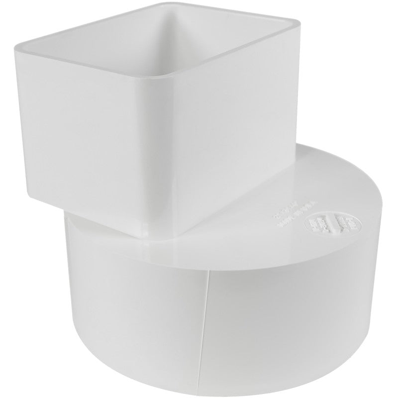 IPEX 414462BC Sewer and Drain Downspout Adapter, 2 x 3 x 4 in Connection, Hub, PVC, White
