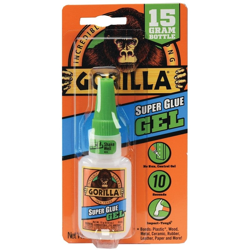 Gorilla 7600103 Super Glue, Straw/White Water, Liquid, Irritating, 15 g, Bottle
