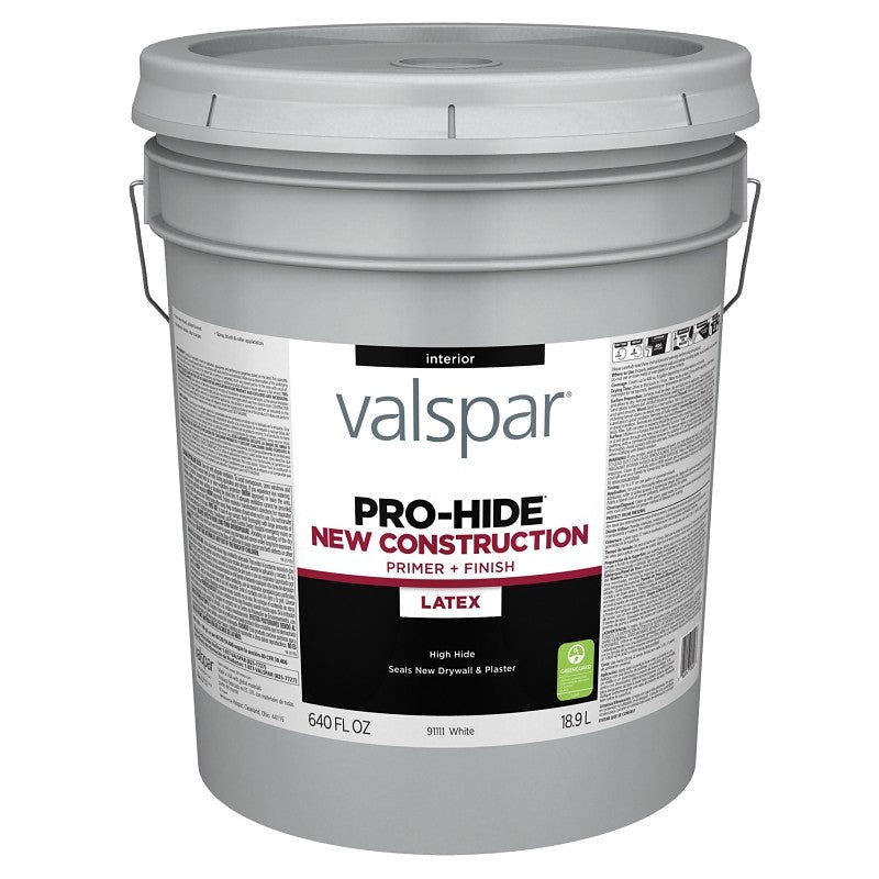Valspar PRO-HIDE 91111 Series 028.0091111.008 Interior New Construction Primer, White, 5 gal, Pail