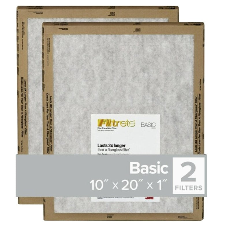 Filtrete FPL07-2PK-24 Air Filter, 20 in L, 10 in W, 2 MERV, For: Air Conditioner, Furnace and HVAC System (Pack of 24)